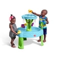 thumbnail image 1 of Table d'eau Step2 Spring Time Splash pour enfants, table sensorielle extérieure pour enfants, à partir de 1,5 ans, ensemble de 8 accessoires de jeu d'eau, bleu et vert, 1 of 9