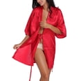 thumbnail image 4 of Tqcoqu Women Hot Fix Casual Solid Color Simulated Silk Home Clothing Robes, 4 of 6