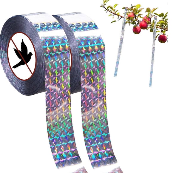 UsRHHA Reflective Bird Repellent Ribbons, Double-Sided Scare Tape for Orchard Garden, Reflective Deterrent