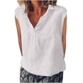thumbnail image 1 of Besolor Camisoles Sans Manches en Coton et Lin pour Femmes - Débardeurs d'Été à Col en V Décontractés, Coupe Ample, Couleur Unie, Chemises de Travail à Col, 1 of 6