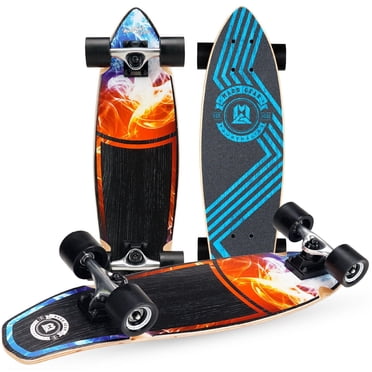 Madd Gear 28" Cruiser Skateboard for Kids, Teens & Adults – 8-Ply Maple Deck, 62 mm Wheels, 5" Aluminum Trucks – Assorted Designs Noche or Magma