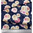 thumbnail image 3 of Soimoi Blue Heavy Canvas Fabric Dot & Ranunculus Floral Print Fabric by Yard 58 Inch Wide, 3 of 3