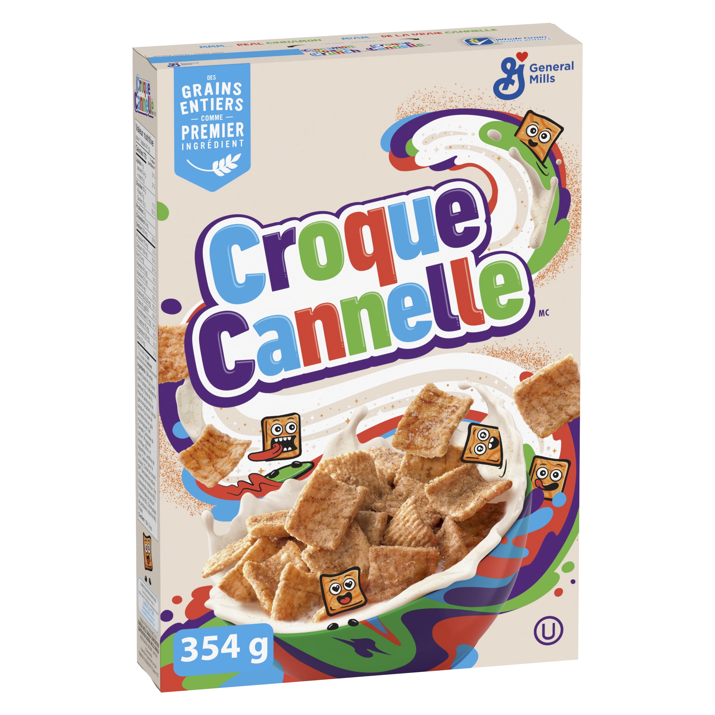 Croque Cannelle,Céréales Pour le Petit-déjeuner au Gout De Cannelle Authentique, Grains Entiers, 354 g
