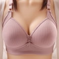thumbnail image 4 of B91xZ Women's Plus Size Unlined Underwire Bra Seamless Rib Triangle Bralette,Pink 44, 4 of 4