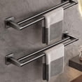 thumbnail image 4 of Cagogo Double Towel Rack, 16 Inch 304 Stainless Steel Towel Bar, Brushed Nickel Bathroom Towel Holder, Wall Mounted Towel Rail, Space Saving Double Layer Towel Rack for Bathroom and Shower, Alloy, 4 of 8