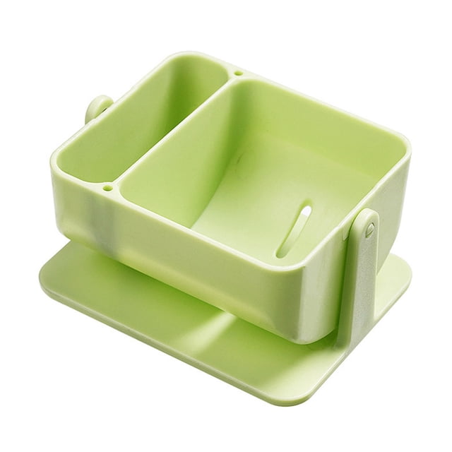 Maoww Plastic Makeup Sponge Bracket Washable Reusable Wall-mounted Self-adhesive 2 Compartment Rotating Puff Draining Holder Green