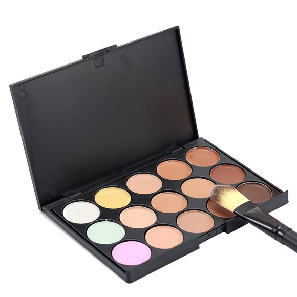 Palette de Correcteurs pour le Visage et Ensemble de Pinceaux 15 Couleurs, Palette de Contour Crème Camouflage, Palette de Correcteurs