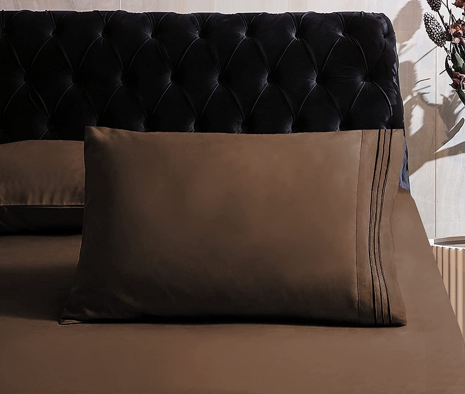 Mocassi 1800 Series Sheet Set 6 Pieces Deep Pocket King Chocolate Brown