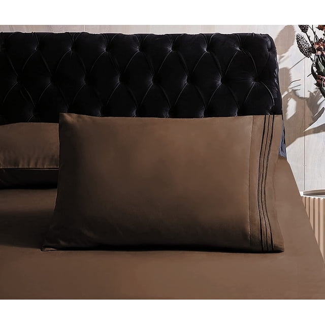 Mocassi 1800 Series Sheet Set 6 Pieces Deep Pocket California King Chocolate Brown