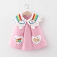 thumbnail image 2 of Penkiiy Robe d'Été Sans Manches à Col Poupée Imprimé Arc-en-Ciel pour Bébé Fille 2-3 Ans Rose en Liquidation, 2 of 9