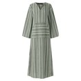 thumbnail image 4 of Robe d'Été pour Femmes Nouvelle Été Coton et Lin Fil Teints Robes Longues Lâches Coton Gris L, 4 of 6