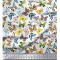 thumbnail image 1 of Soimoi White Poly Georgette Fabric Colorful Butterfly Print Sewing Fabric Yard 52 Inch Wide, 1 of 5