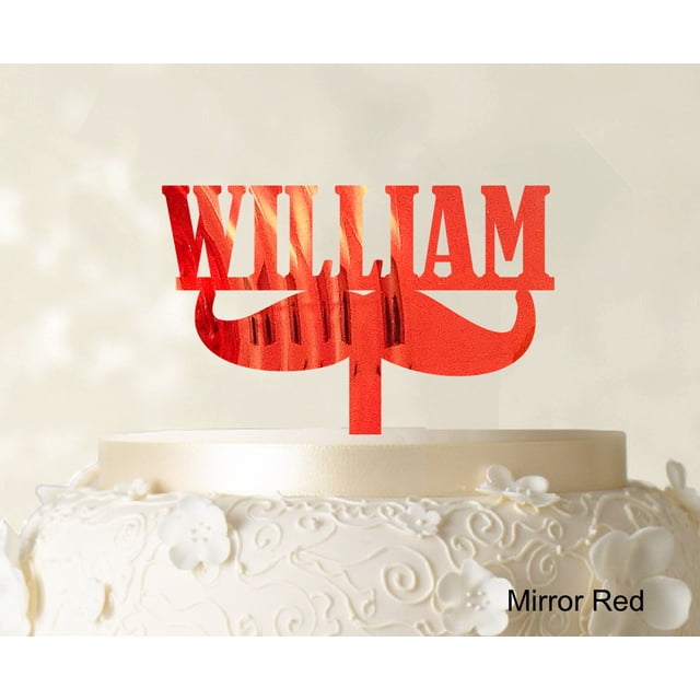 Custom Name Cake Topper Personalized Mirror Cake Topper Color Option Available 5-7 Inches Wide