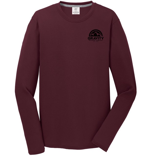 Gravity Outdoor Co. Chemise à Manches Longues Performance - Marron - Logo Noir - m