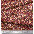 thumbnail image 2 of Soimoi Polyester Crepe Fabric Leaves & Fox Face Cartoon Print Fabric by The Yard 52 Inch Wide, 2 of 3