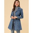 thumbnail image 3 of INSPIRE CHIC Women's Notched Lapel Button Front Belted Denim Trenchcoat Jacket, 3 of 6