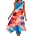 thumbnail image 1 of Ovzne Robes d'Été pour Femmes Robe Femme Robes pour Femmes Sans Manches Col Rond à Cordon Décontractée à Volants Ligne A Mini-Robe Robe Grande Taille Liquidation, 1 of 7