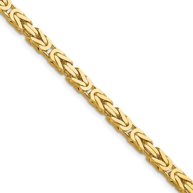 14k Yellow Gold 18 Inch 4mm Byzantine Link Chain Necklace Pendant Charm
