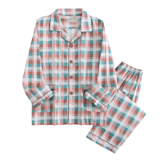 NECHOLOGY Ensemble de Pyjama pour Homme en Jaune, Taille 3TG, avec Motif à Carreaux. l'Ensemble Comprend un Haut à Manches Longues Boutonné avec Col à Revers et un Pantalon de Pyjama Assorti à Taille Élastique. Fabriqué en Coton Léger, Convient à Toutes les Saisons et au Port Quotidien.