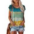 thumbnail image 5 of Blouses à Manches Courtes pour Femmes Femmes Décontracté Imprimé Manches Courtes Col Rond Chandail Blouse T-Shirt Hauts Femmes Hauts à Manches Courtes Femmes Blouse à Manches Courtes Hauts à Manches Courtes pour Femmes, 5 of 5