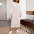 thumbnail image 2 of Yuyuzo Chemises de Nuit en Flanelle pour Femmes en Molleton Duveteux à Manches Longues Robes de Pyjama Confortables Chandail d'Hiver Tenue de Détente Robe de Nuit, 2 of 7