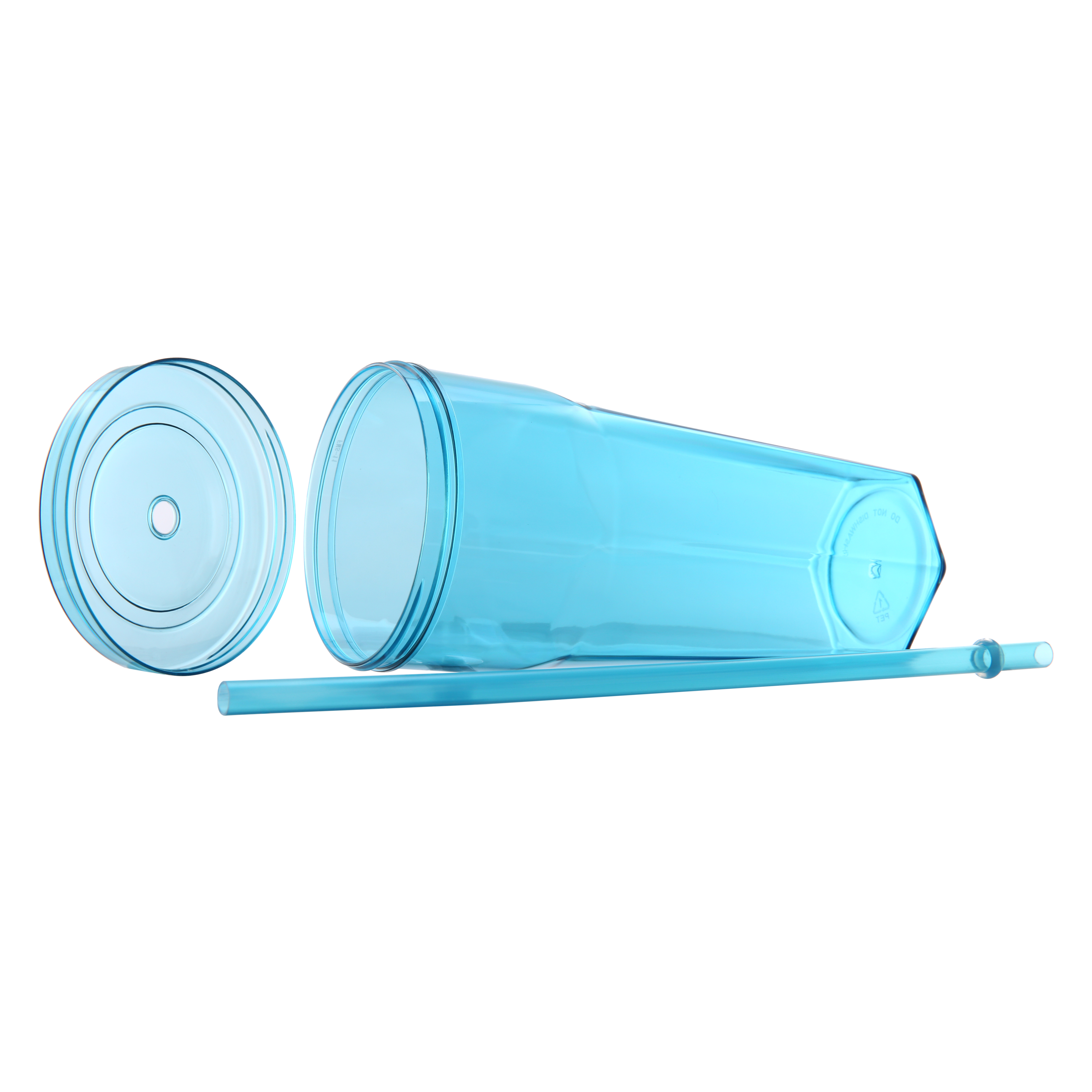Gobelet en plastique Mainstays de 59 cl avec couvercle à visser et paille bleu