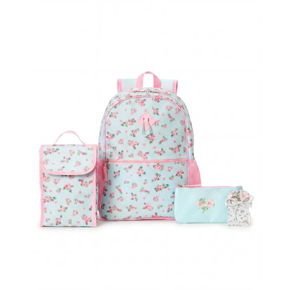 Ensemble sac à dos 5 pièces Schoolyard Vibes Floral 17 pouces comprenant une boîte à lunch, une trousse, un porte-clés et un mousqueton.