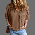 thumbnail image 2 of Timegard Tops for Women Ribbed V Neck Drop Shoulder Comfy Loose Tee Shirts Casual Short Sleeve Tops, 2 of 9