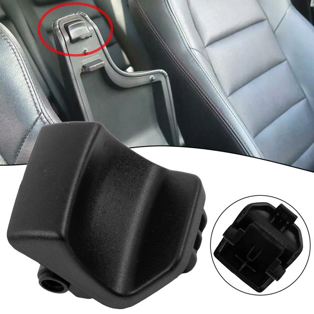 For Mazda CX-5 2013-2016 KA0G-64-45YA-02 new center console lid latch lock cover. The image shows a black plastic center console lid lock, designed as a direct replacement for Mazda CX-5 models from 2013 to 2016. The lock is displayed in close-up, highlighting its durable construction and precise fit. A secondary view shows the lock installed on a center console lid in a vehicle interior.