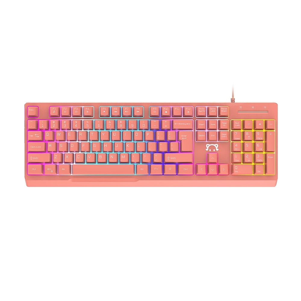 Labymos DaiDai STK090 USB Wired Keyboard 104 Keys Office Gaming Ergonomic Keyboard with Mechanical Hand Feel Mixed Light Effect Pink