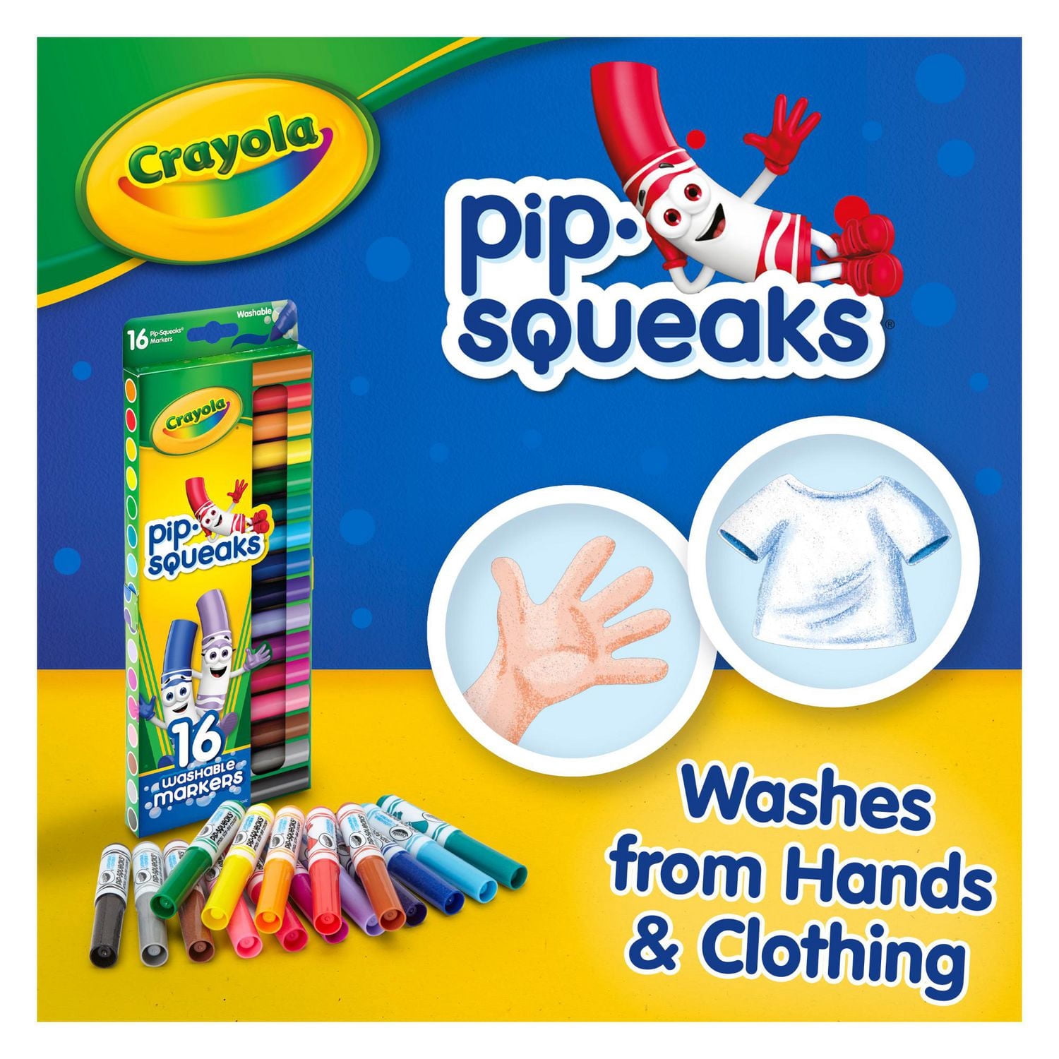 Crayola Pip-Squeaks Broad Line Washable Markers, 16 Count, Mini Markers for Toddlers, Ages 3+