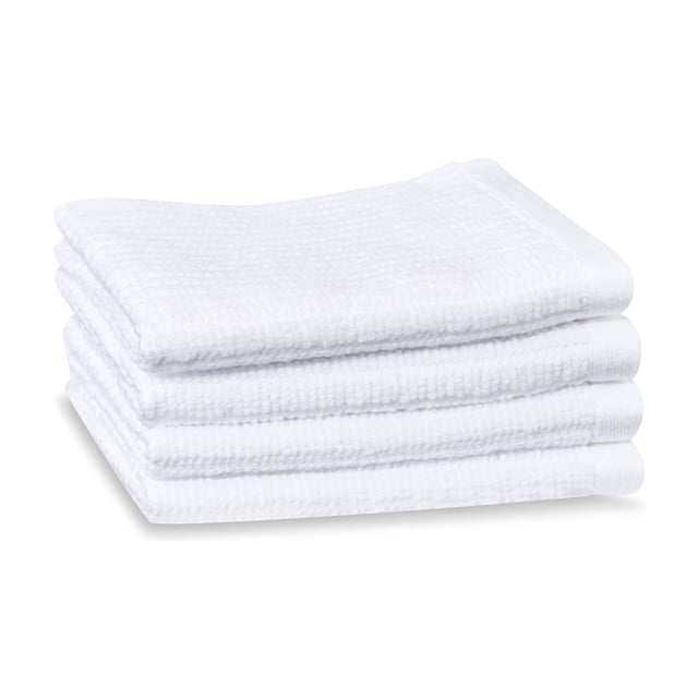 Splendor Home Zero Twist Quick Dry Wash Cloths 600GSM, 13"x13", Set of 4, White