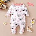 thumbnail image 3 of PatPat Baby Girls Bodysuits Outfits, Infant Clothes 2pcs All Over Cartoon Koala Print White Long-sleeve Ruffle Snap-up Baby Jumpsuit Set, 3 of 6