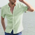 thumbnail image 3 of Mens Linen Short Sleeve Summer Solid Shirts Casual Loose Dress Soft Tops Tee, 3 of 5