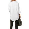 thumbnail image 3 of MAWCLOS Ladies Loose Curved Hem Denim Shirts Office With Pockets Tops White XL, 3 of 3