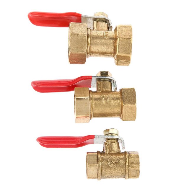 mmirethe Various Type Ball Valve Threaded Brass Ball Valve FF 12mm Red 1Set