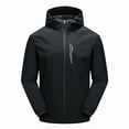 thumbnail image 2 of Sentmoon Waterproof Jacket Solid Color Long Sleeve Drawstring Hooded Neck Coat for Men Plus Size Zipper Windbreaker with Pockets Fall and Winter Trendy for Climbing and Hiking Black XXXXL, 2 of 3