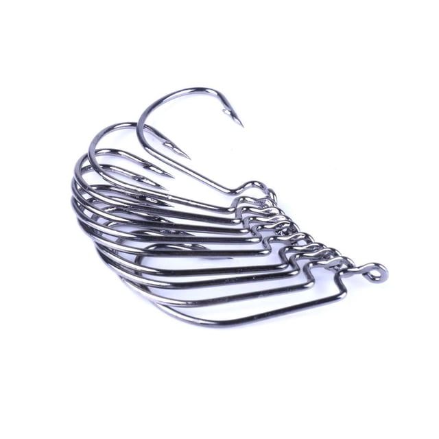 Smilepp 51PCS Fishing Hooks Metal Worm Senko Bait Jig Offset Hooks Plastic Box Set Fishing Accessory