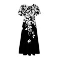 thumbnail image 3 of Dvkptbk Robes d'Été pour Femmes 2024 à Manches Courtes, Robes Midi Évasées, Robe T-Shirt Décontractée à Motif Floral, Robe de Plage Fluide avec Poches P-2TG, 3 of 3