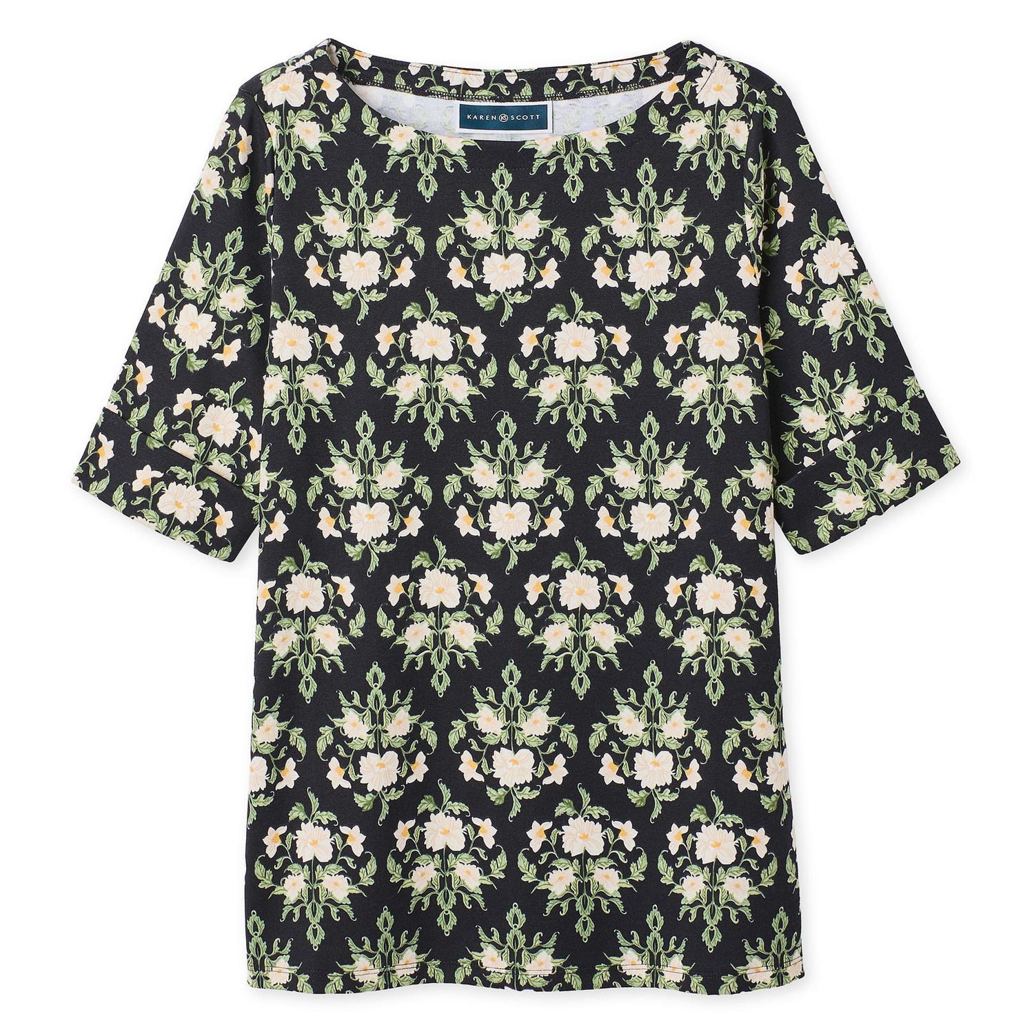Karen Scott Women's Boat-Neck Printed Top