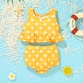 thumbnail image 4 of Kid Girl Swimsuit 2 Piece Summer Bikini Swimwear Striped Ruffle Beach Bathing Suit 4-5 Years, 4 of 7