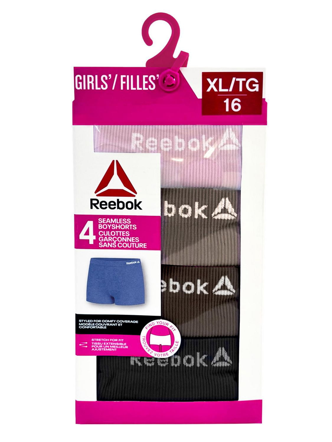 Sous-vêtements garçonne côtelés sans coutures Reebok pour filles, paquet de 4
