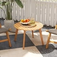 thumbnail image 4 of Gymax Table d'Appoint Extérieur en Bois d'Acacia pour Patio 24,5 Pieds' Table d'Extrémité Ronde avec Plateau à Lattes, 4 of 10