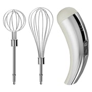 304 Stainless Steel Electric Whisk, Wireless Rechargeable Mixer, 5-Speed Hand Mixer with Digital Display and Dual Mixing Heads, Ergonomic Grip Tool for Cream, Egg White and Milkshake Mixing,Silver
