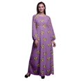 thumbnail image 1 of Bimba Robe Maxi à Manches Longues pour Femmes en Georgette Mousse avec Papillons et Papillons Imprimés, Taille Élastique - Très Petit, 1 of 5
