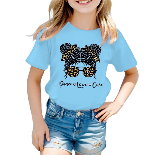 FhsagQ The 7th Of July Fille Enfant Mignonne Graphique Col Rond Manches Courtes Tee Été Décontracté T-Shirt Petite Fille The 7th Of July T-Shirts Taille 6/7 Fillette T-Shirts d'Été 4T Ensembles Bleu 11-12 Ans