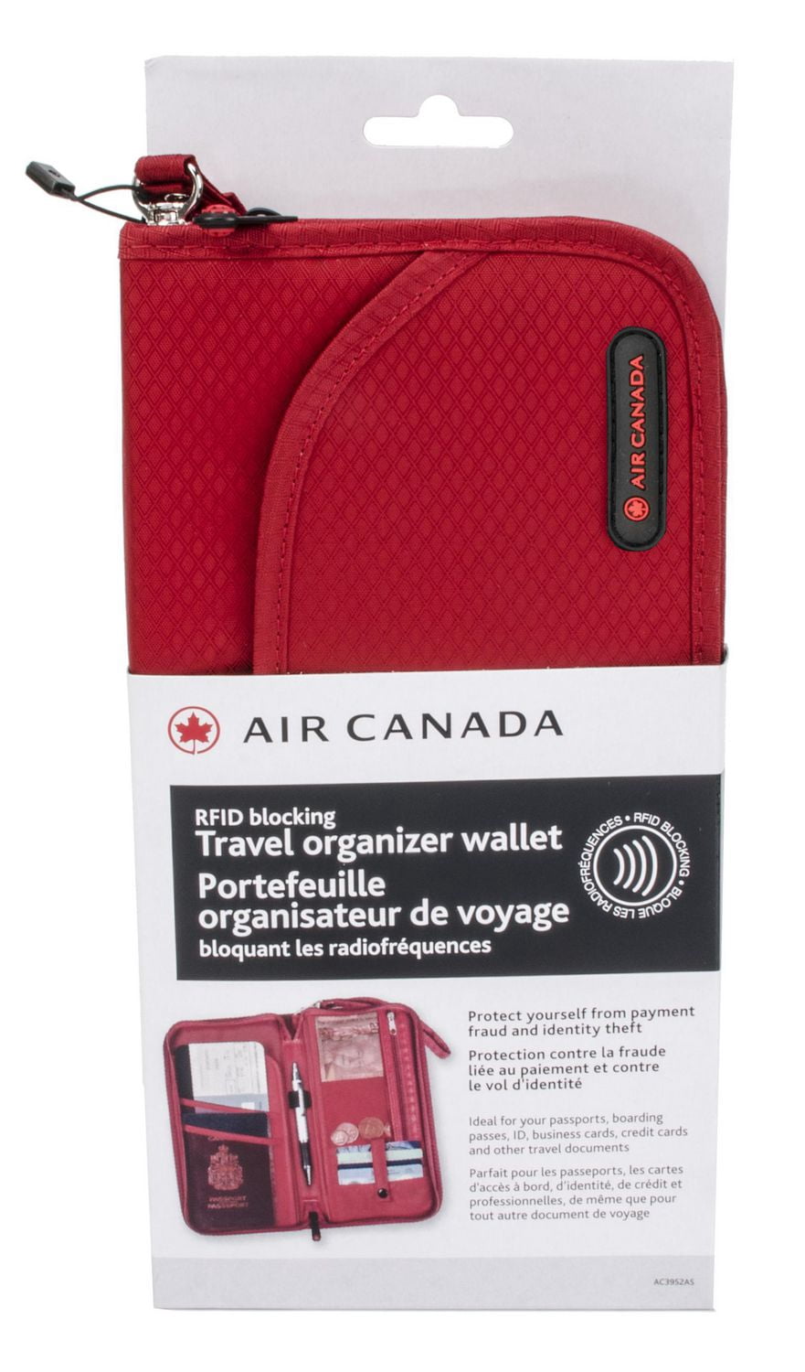 Air Canada Portefeuille organisateur de voyage bloquant les radiofréquences