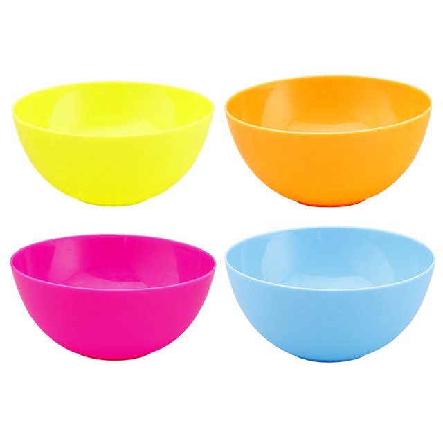 4 Pcs Bol de Dîner en Plastique Coloré pour Enfants Bol Alimentaire Design en Forme Ronde Bol à Riz et Soupe pour Enfants (Couleur Mixte)