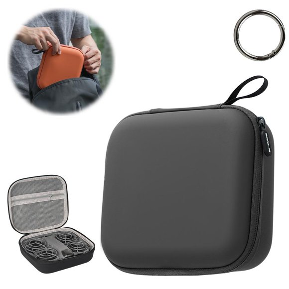 Pour DJI NEO 2 Étui de Transport, Sac de Rangement de Voyage avec Compartiment Moulé Personnalisé pour Drone, 3 Batteries, Hélices et Accessoires, Coque Rigide EVA Imperméable avec Poche en Maille Zippée et Mousqueton