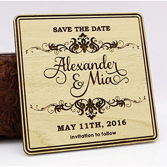 Personalized Save The Date Wood Magnet 50 Rustic Engraved Wooden Magnets Wedding Announcements